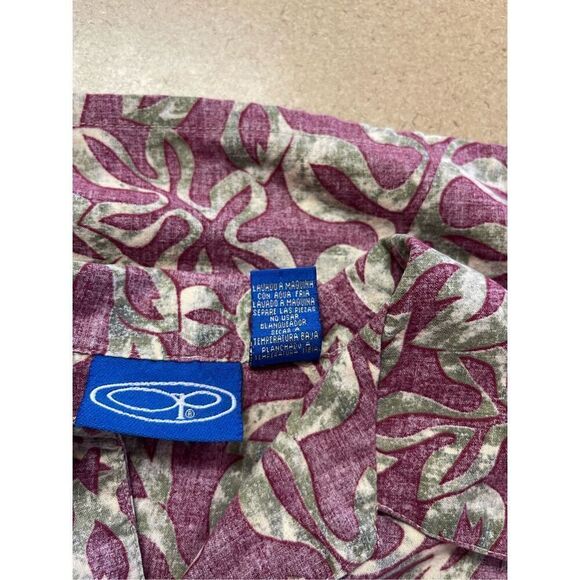 Ocean Pacific Men's Red & Gold Short-Sleeve Casual Button-Up Shirt Large - Picture 8 of 13